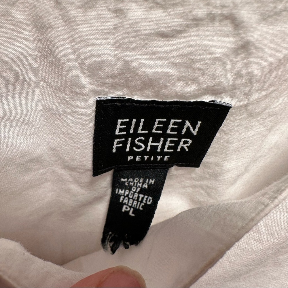 Eileen Fisher White Cotton Lined Midi Shift Dress Front Pockets Petite Large PL - Picture 2 of 15